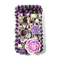 Bling Flower crystals cases diamonds covers for Blackberry 9700 - Purple