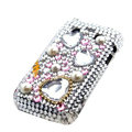Bling Flower crystals cases diamonds covers for Blackberry Bold 9700 - White