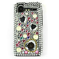 Bling Heart 3D crystals cases diamond covers for HTC Incredible S S710e G11 - White