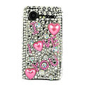 Bling Heart crystals cases diamond covers for HTC Incredible S S710e G11 - Pink