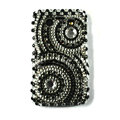 Bling Round crystals cases diamonds covers for Blackberry 9700 - Black