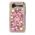 Bling flower 3D crystals cases diamond covers for HTC Incredible S S710e G11 - Pink