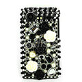 Bling flowers 3D crystals cases diamond covers for HTC Incredible S S710e G11 - Black