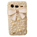 Bowknot bling crystals diamonds cases pearl covers for HTC Incredible S S710e G11 - White