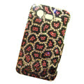 Leopard bling crystals diamonds cases covers for HTC Incredible S S710e G11 - Red