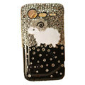Little lamb bling crystals diamonds cases covers for HTC Incredible S S710e G11 - Black