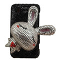 Rabbit bling crystals diamonds cases covers for HTC Incredible S S710e G11 - Black