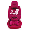 OULILAI Pudding dog Auto Car Front Rear Seat Covers Plush Universal 19pcs - Rose