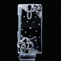Camellia flower bling crystals cases covers for Sony Ericsson LT26i Xperia S - Black