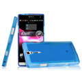IMAK Ultrathin Scrub Skin Cases Covers for Sony Ericsson LT26i Xperia S - Transparent Blue