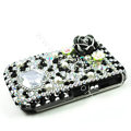 Bling Flower 3D Crystals Hard Cases Covers for Blackberry Curve 8520 9300 - Black