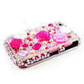 Bling Flower 3D Crystals Hard Cases Covers for Blackberry Curve 8520 9300 - Pink