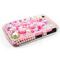 Bling Flower 3D Crystals Hard Covers Cases for Blackberry Curve 8520 9300 - Pink