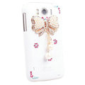 Bling Bowknot Crystals Cases Covers for HTC Sensation XL Runnymede X315e G21 - White