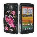 Bling Butterfly Crystal Cases Covers for HTC One X Superme Edge S720E - Black