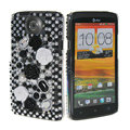 Bling Flower 3D Crystal Cases Covers for HTC One X Superme Edge S720E - Black
