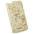 Bling Flower Ballet Crystals Cases Covers for HTC One X Superme Edge S720E - White
