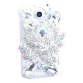 Bling Flower Crystals Cases Diamond Covers for HTC One X Superme Edge S720E - White