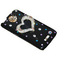 Bling Heart Crystals Cases Diamond Covers for HTC One X Superme Edge S720E - Black