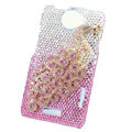 Bling Peacock Crystal Cases Covers for HTC One X Superme Edge S720E - Pink