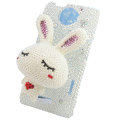Bling Rabbit Crystal Cases Pearl Covers for HTC One X Superme Edge S720E - White
