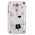 Bling Rabbit Crystals Cases Covers for HTC Sensation XL Runnymede X315e G21 - White