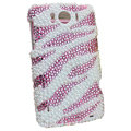 Bling Zebra Crystals Cases Pearls Covers for HTC Sensation XL Runnymede X315e G21 - Pink