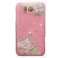 Flowers Bling Crystals Cases Covers for HTC Sensation XL Runnymede X315e G21 - Pink