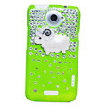 Lamb Bling Crystals Cases Diamond Covers for HTC One X Superme Edge S720E - Green