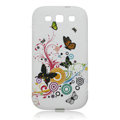 Painting Butterfly TPU Soft Cases Covers for Samsung I9300 Galaxy SIII S3 - White