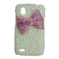 Bling Bowknot Crystals Hard Cases Pearl Covers for HTC T328W Desire V - White