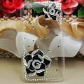 Bling Camellia Flower Crystals Hard Cases Covers for HTC T328W Desire V - Black