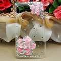 Bling Camellia Flower Crystals Hard Cases Covers for HTC T328W Desire V - Pink
