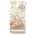 Bling Flower Crystals Hard Cases Covers for Sony Ericsson ST25i Xperia U - Pink
