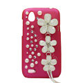 Bling Flower Crystals Hard Cases Diamond Covers for HTC T328W Desire V - Rose