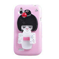 Bling Kimono doll Crystals Hard Cases Covers for HTC T328W Desire V - White