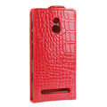 Crocodile pattern Leather Cases Holster Cover For Sony Ericsson LT22i Xperia P - Red