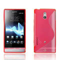 Jokod TaiJi TPU Soft Cases Skin Covers For Sony Ericsson LT22i Xperia P - Transparent Red (Screen protection film)