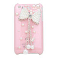 Bling Bowknot Crystal Hard Cases Pearl Covers for iPhone 3G/3GS - Pink