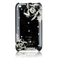 Bling Camellia Crystal Hard Cases Diamond Covers for iPhone 3G/3GS - Black