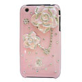 Bling Camellia Crystal Hard Cases Diamond Skin Covers for iPhone 3G/3GS - Pink