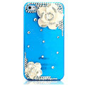 Bling Camellia Flower Crystal Cases Diamond Covers for iPhone 4G/4S - Transparent Blue