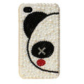 Bling Couple Panda Crystal Cases Diamond Pearl Covers for iPhone 4G/4S - White