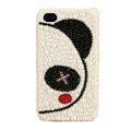 Bling Couple Panda Crystal Cases Pearl Diamond Covers for iPhone 4G/4S - White