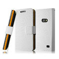 IMAK Slim leather Cases Luxury Holster Covers for Samsung i8530 Galaxy Beam - White