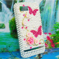 Bling 3D Flowers Crystals Hard Cases Diamond Covers for Motorola XT685 - White
