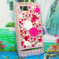 Bling Flowers 3D Crystals Hard Cases Diamond Covers for Motorola XT685 - Rose