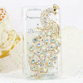 Bling Peacock Crystals Hard Cases Diamond Covers for Motorola XT685 - White