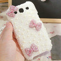 Bling Bowknot Crystal Case Pearls Covers for Samsung Galaxy SIII S3 I9300 I9308 I939 I535 - Pink