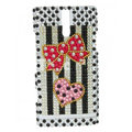 Bling Bowknot Rhinestone Crystal Cases Covers for Sony Ericsson LT26i Xperia S - Red